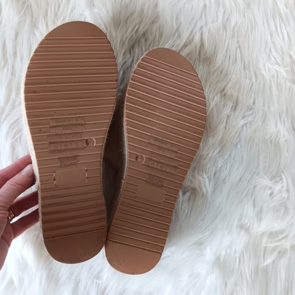 ↠ Bamboo Natural Cream & Tan Raffia Espadrille Platform Double Buckle Sandals - Picture 4 of 7